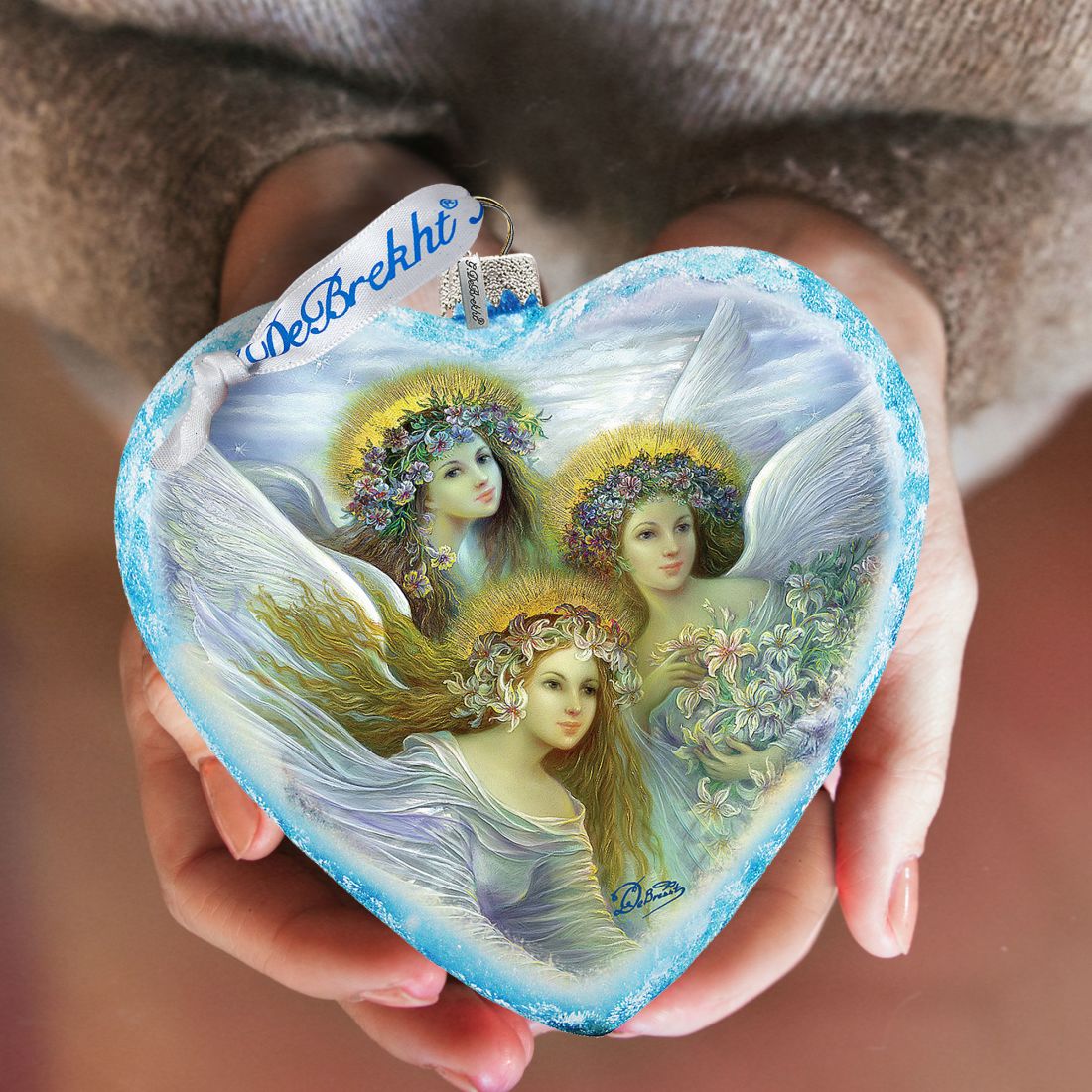 Three Angels Glass Ornament Limited Edition by Strelkina @ G. DeBrekht - Nativity Holiday Decor - 738-083-ST