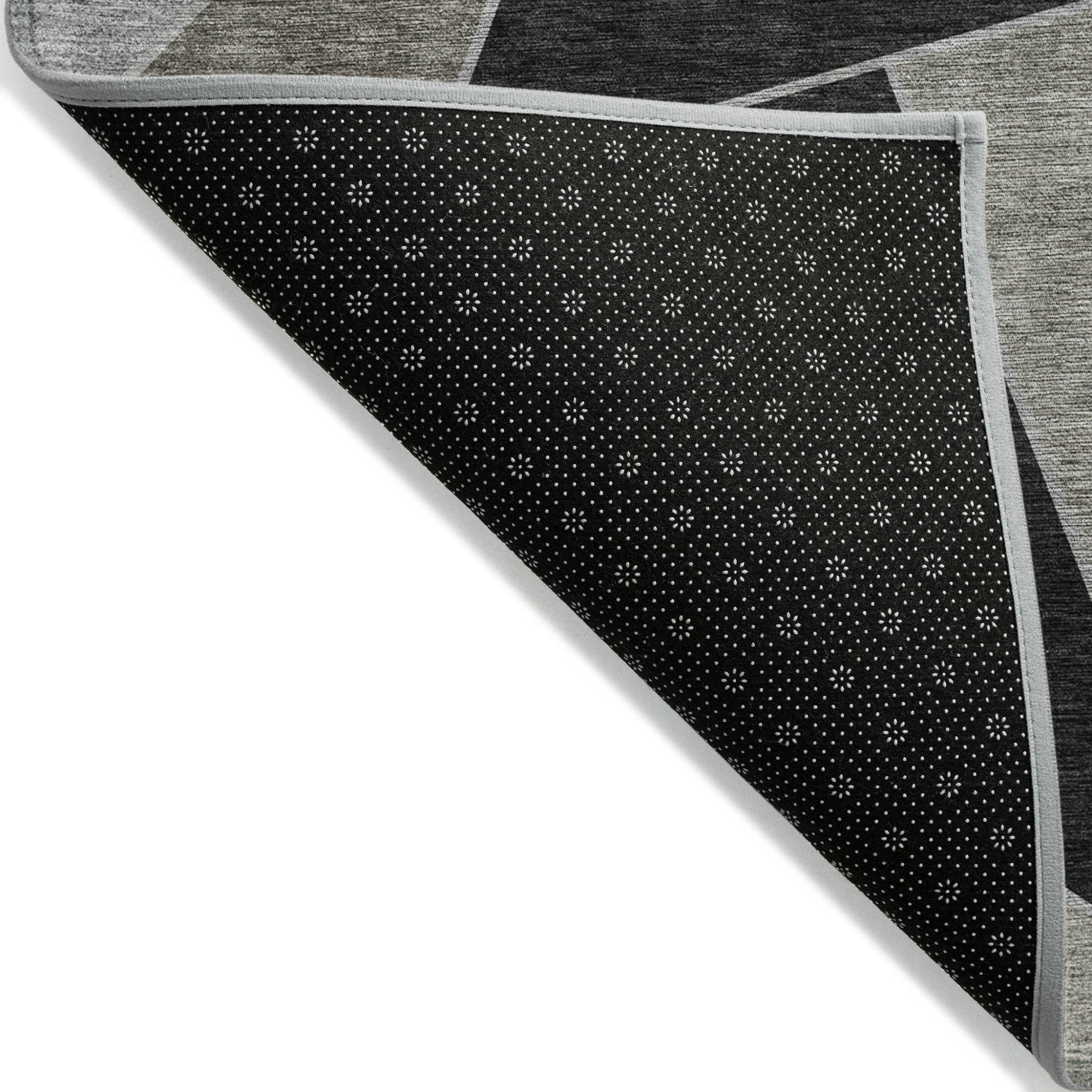 9' X 12' Coffee Charcoal And Gray Geometric Washable Indoor Outdoor Area Rug