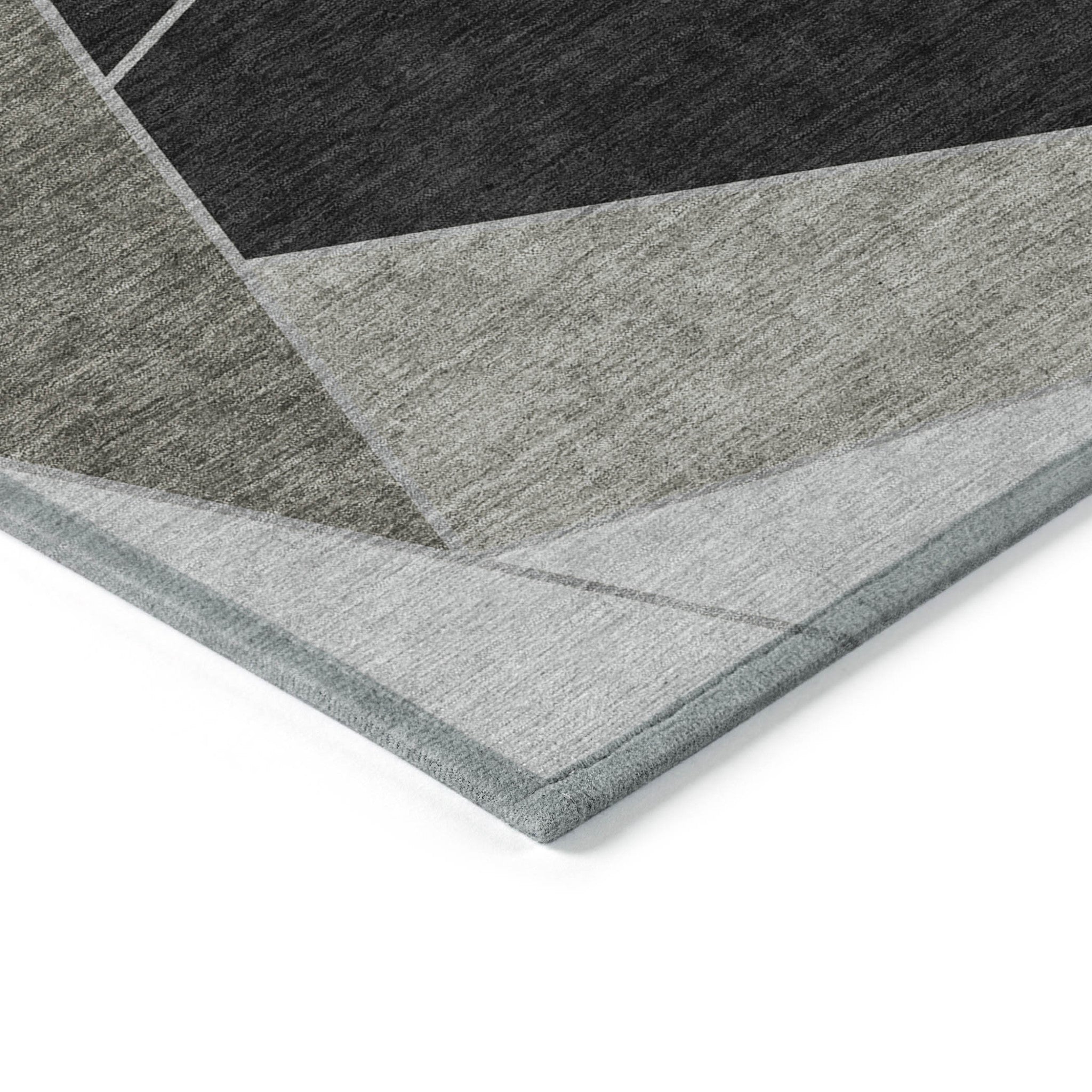 9' X 12' Coffee Charcoal And Gray Geometric Washable Indoor Outdoor Area Rug