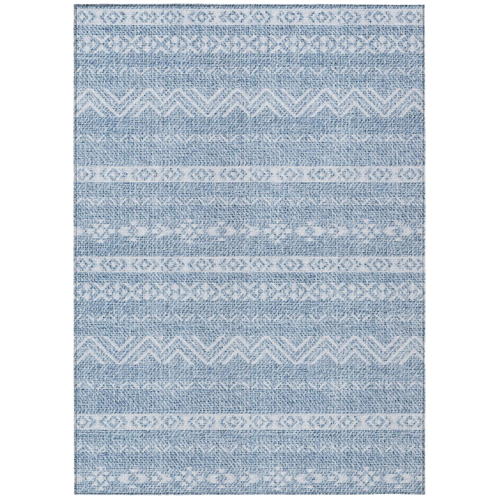 3' X 5' Blue And Denim Blue Southwestern Washable Indoor Outdoor Area Rug