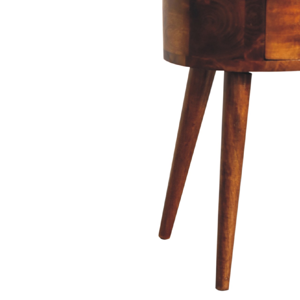 20" Brown Solid Wood Round Two Drawer Nightstand