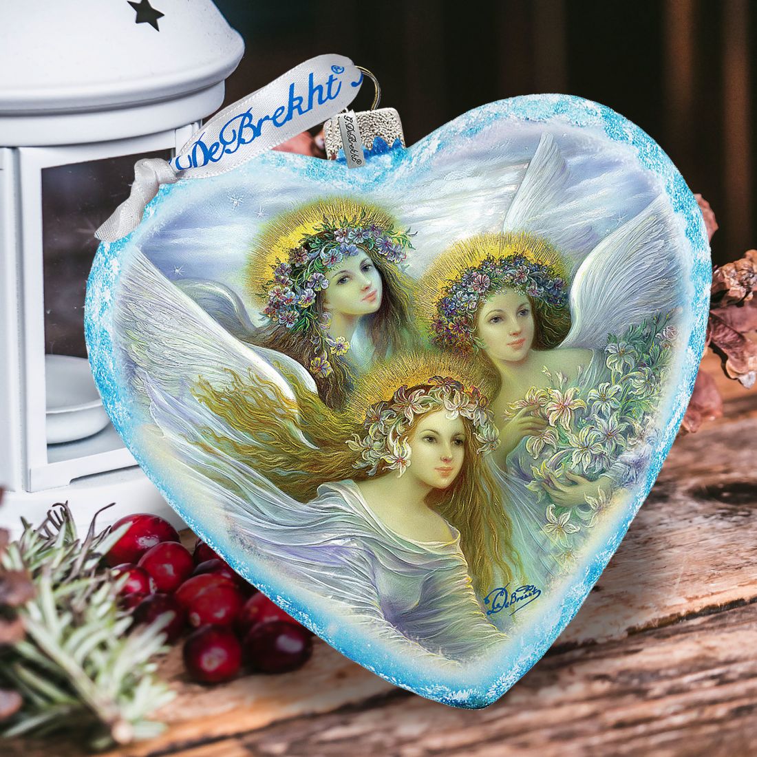 Three Angels Glass Ornament Limited Edition by Strelkina @ G. DeBrekht - Nativity Holiday Decor - 738-083-ST