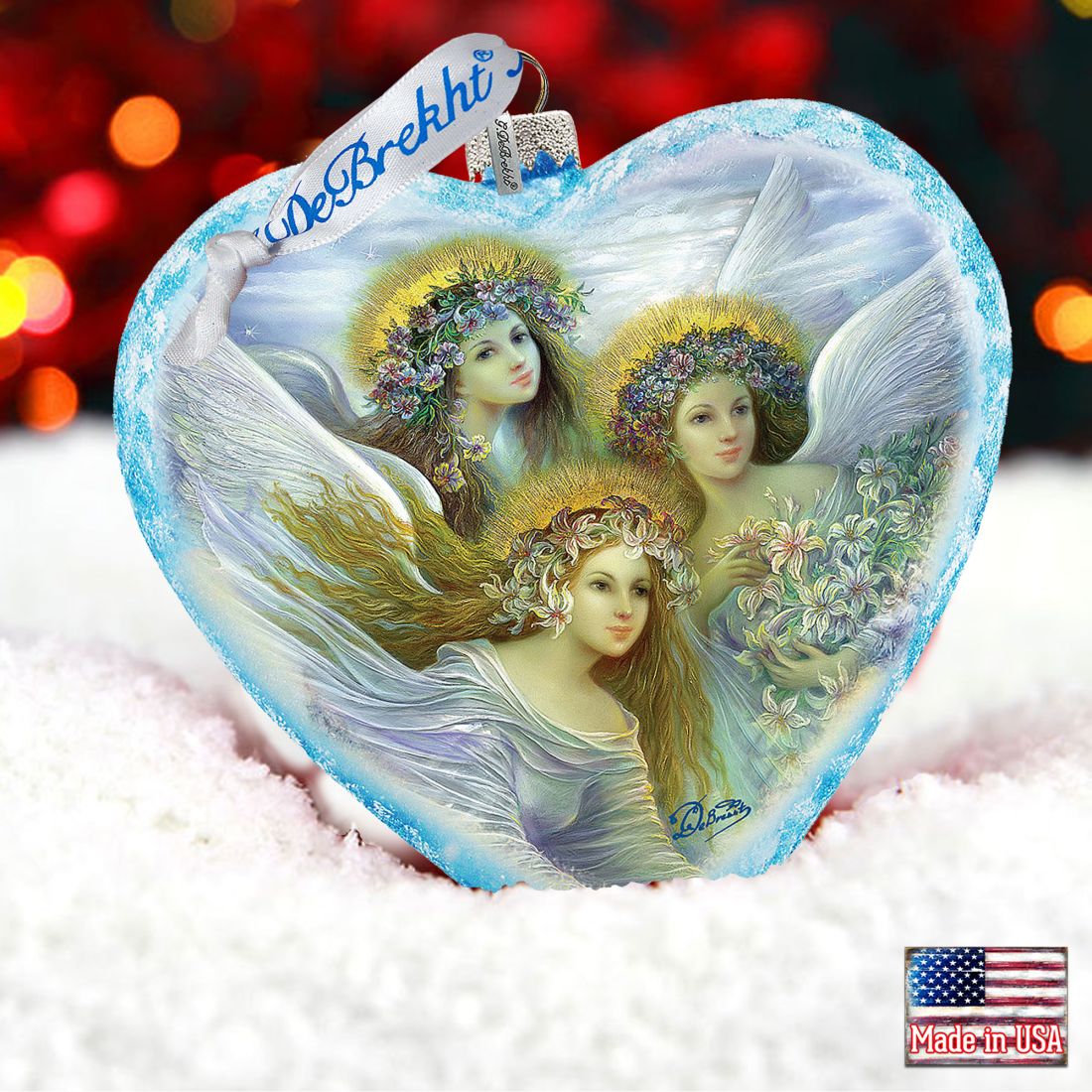 Three Angels Glass Ornament Limited Edition by Strelkina @ G. DeBrekht - Nativity Holiday Decor - 738-083-ST