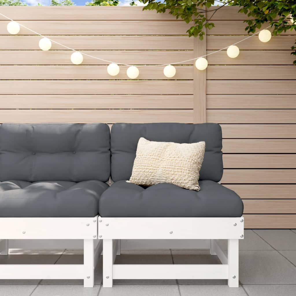 vidaXL Patio Middle Sofa White Solid Wood Pine