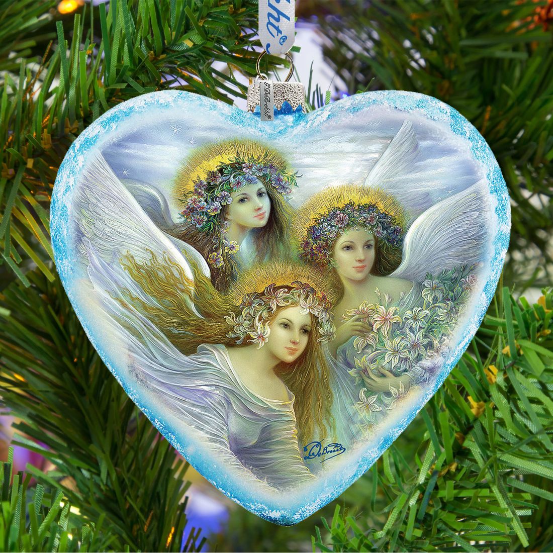 Three Angels Glass Ornament Limited Edition by Strelkina @ G. DeBrekht - Nativity Holiday Decor - 738-083-ST
